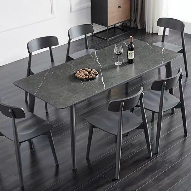 Industrial Rectangle Dining Table for Restaurant Sintered Stone Top Table with 4 Legs