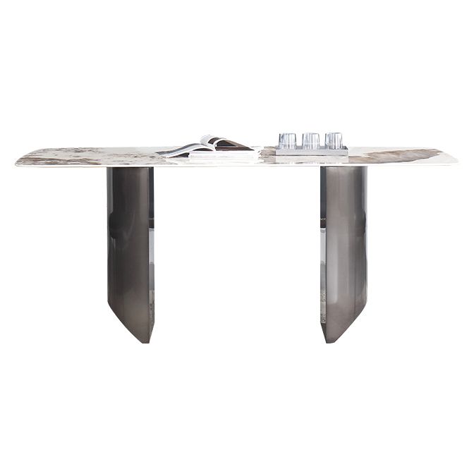 Mesa de comedor rectangular Mesa de comedor de piedra moderna con pedestal doble
