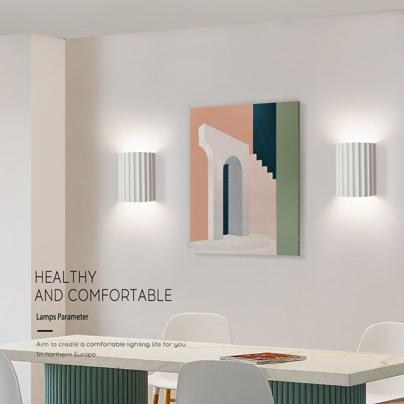 Modern Style Half Cylinder Wall Light Resin 2 Light Sconces for Bedroom