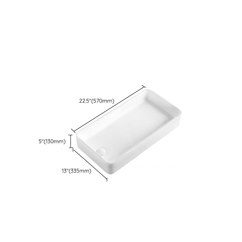White Bathroom Sink Rectangular Porcelain Faucet Bathroom Sink with Overflow