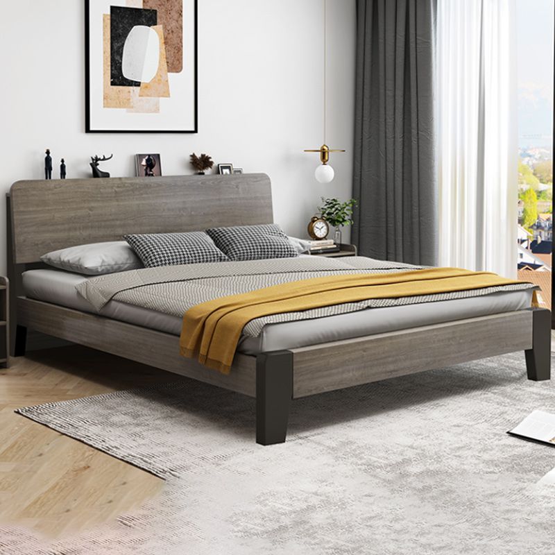 Contemporary Wood Mattress Included with Headboard Rectangular Panel Bed