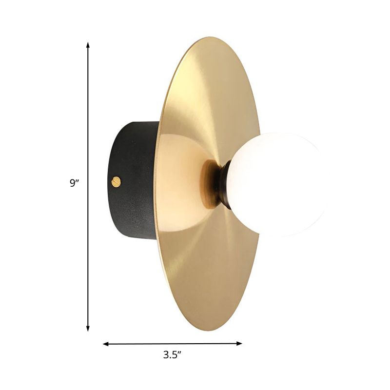 1 Lampen Badezimmer Wandlampe Modernismus Gold LED Wandleuchte Leuchten mit kugelförmiger weißer Glasschatten