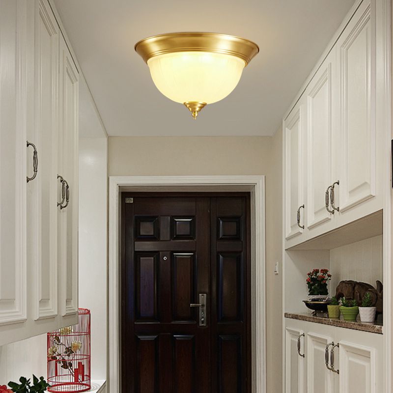 Brass Shaded Flush Mount Ceiling Light Vintage Glass Flush Ceiling Light Fixture