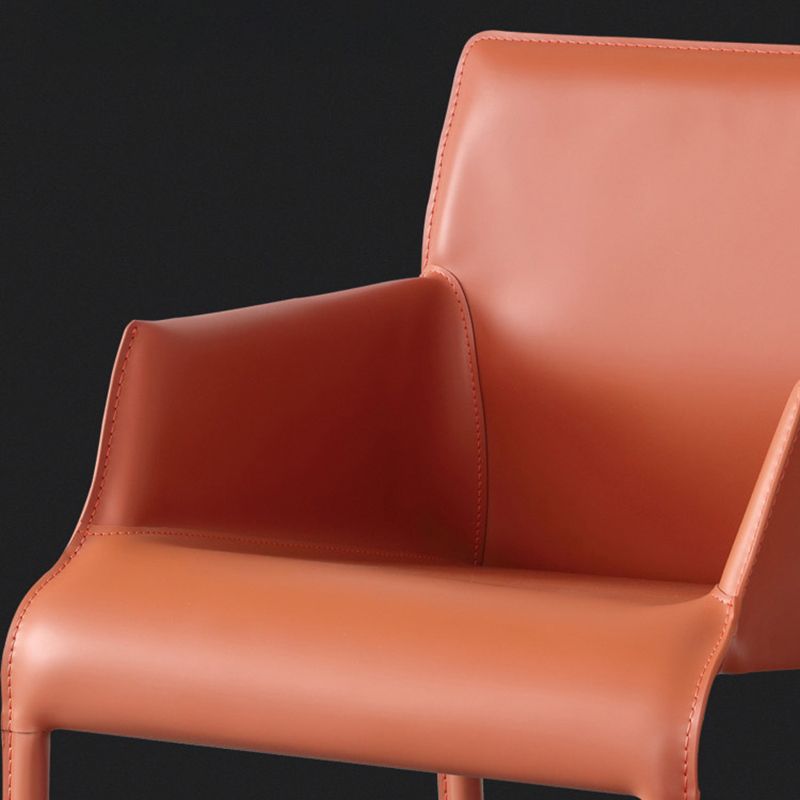Modern Style Arm Chair Leather Home Use Dining Chair with Metal Legs
