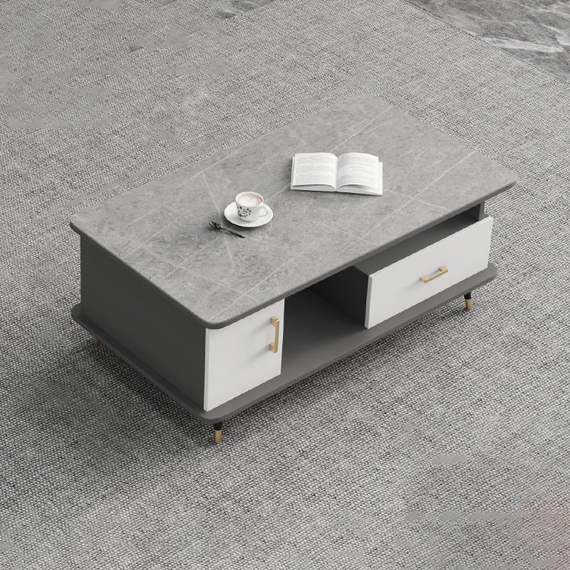 Rectangle Coffee Table Slate Coffee Cocktail Table with Storage Drawers