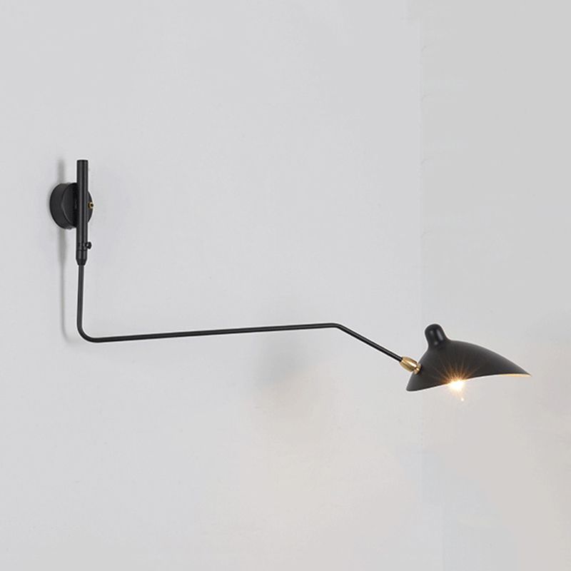 Contemporary Armed Wall Light Sconce Metal 1-Light Flush Mount Wall Sconce