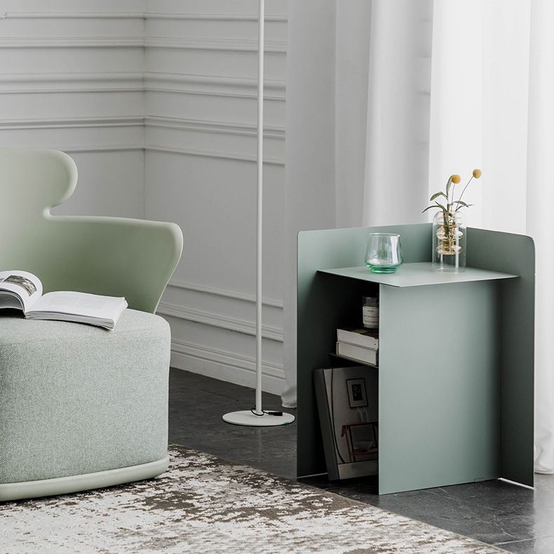 Metal Abstract End Table Mid-Century Corner Table with Shelf