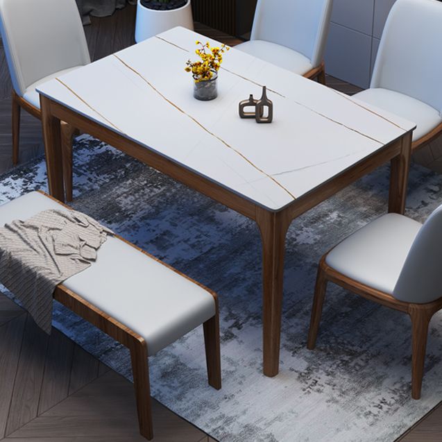 Sintered Stone Dining Table Mid-Century Modern 4 Legs Table for Dining Room