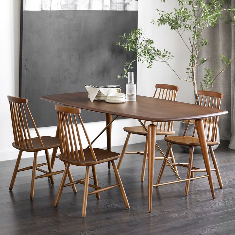 Dining Room Armless Dining Chair Home Slat Back Solid Wood Chair