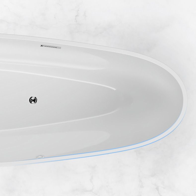 Modern Acrylic Bath Oval Freestanding Soaking White Back to Wall Bathtub