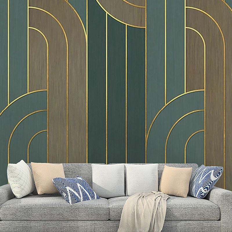 Stain-Resistant Mural Wallpaper Geometries and Stripe Personalized Size Contemporary Wall Art for Accent Wall