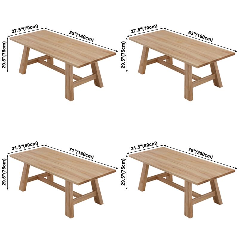 Moderne massive Holzküche Esstisch Khaki Rechteck Form Esstisch mit Trestle Basis