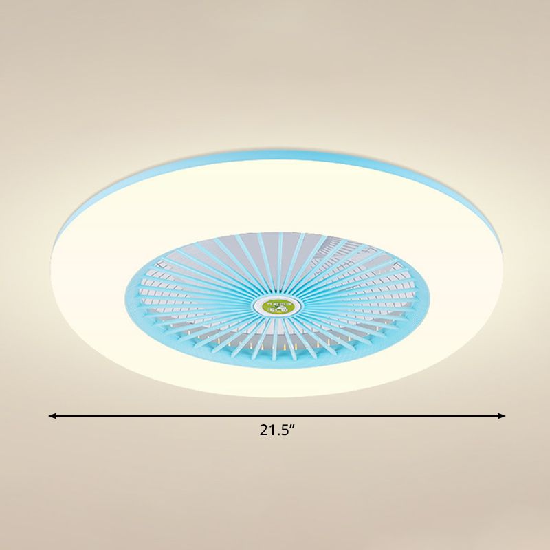 5 Klingen runde Schlafzimmer Deckenventilator Leuchtmetall Nordic LED Semi Flush Mount Lampe mit Fernbedienung, 19,5 "breit