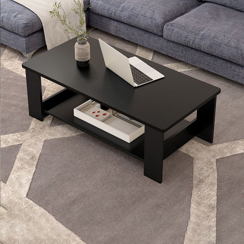 Contemporary 4 Legs Wood with Storage Shelf Rectangular Single Coffee Table