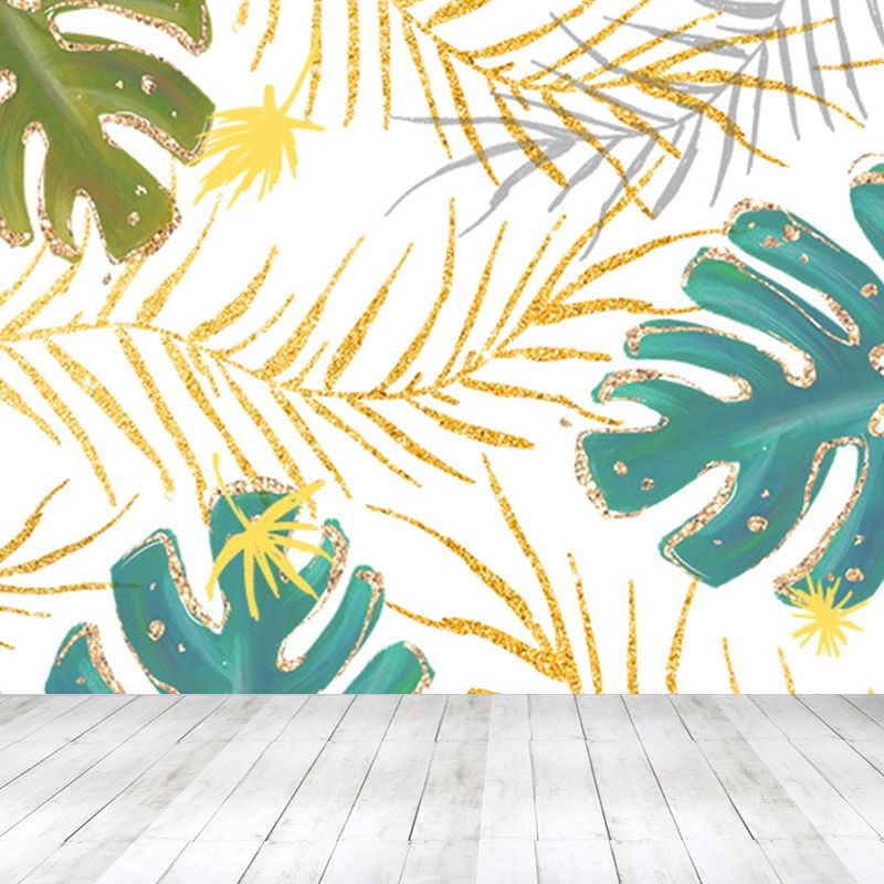 Papier peint Mural Tropical couleur Pastel, énormes feuilles de palmier, décoration murale pour salon