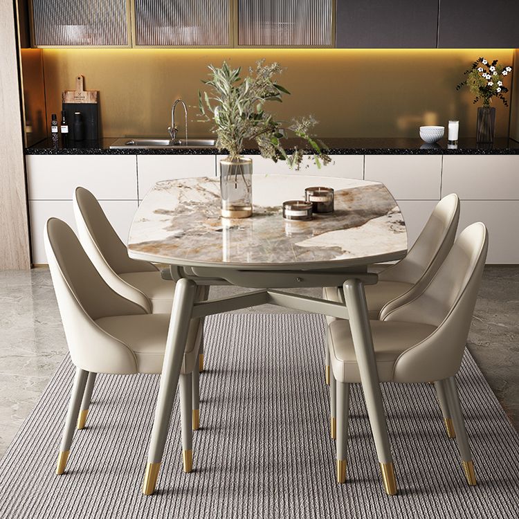 Mesa de comedor de lujo tradicional mesa de comedor de piedra sinterizada con 4 patas de madera