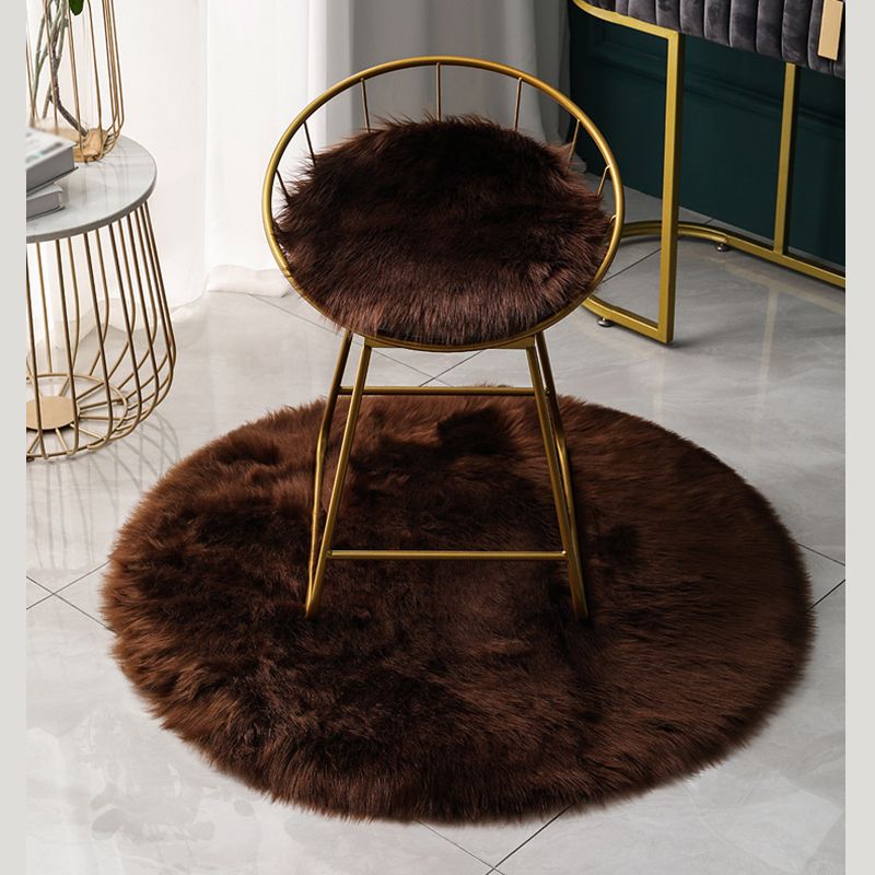 Round Casual Solid Shag Carpet Polyester Indoor Rug Non-Slip Backing Area Carpet for Home Decoration