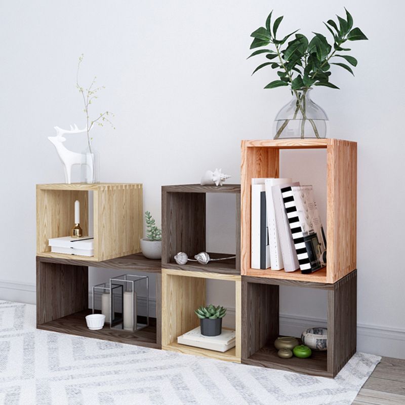 Contemporary Solid Wood Bookcase Open Back Bookshelf for Home