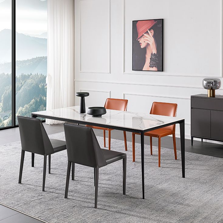 Mesa de comedor de piedra sinterizada de estilo industrial Mesa Base Metálica Mesa Rectángulo