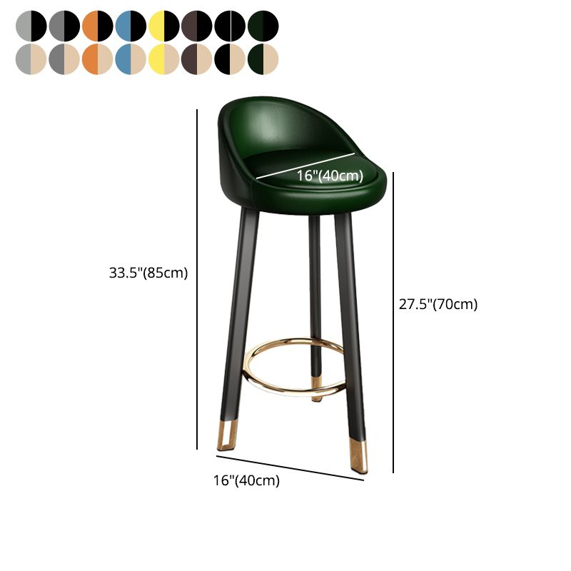 Taburete de bar de estilo moderno con respaldo bajo, taburetes de bar con asiento de cuero redondo, 1 pieza