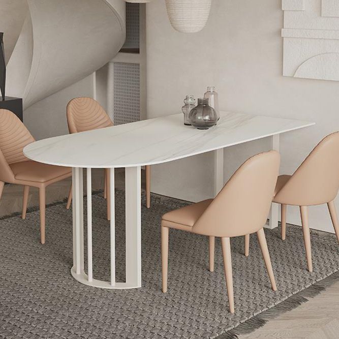 Double Pedestal Dining Table Modern Stone Dining Table for Kitchen