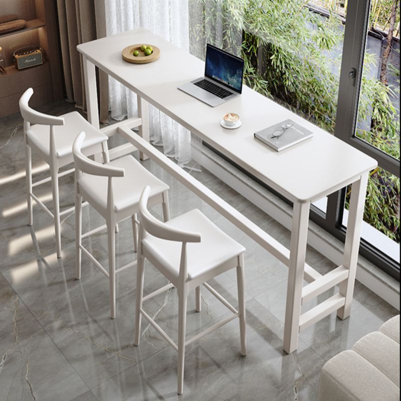 Modern Indoor Bar Stool Table Rectangle Wood Bar Dining Table
