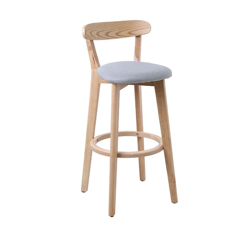 Scandinavian Rubberwood Coffee Shop Stool Footrest Upholstered Bar Stools
