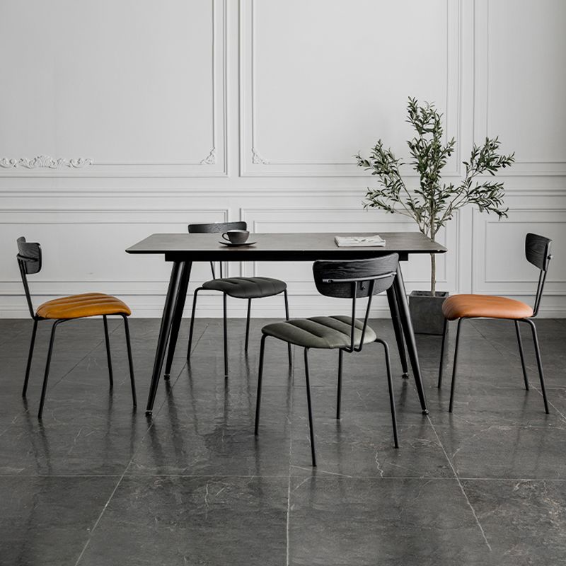 Chaises de salle à manger de style industriel, chaises latérales de cuisine sans accoudoirs avec pieds en métal