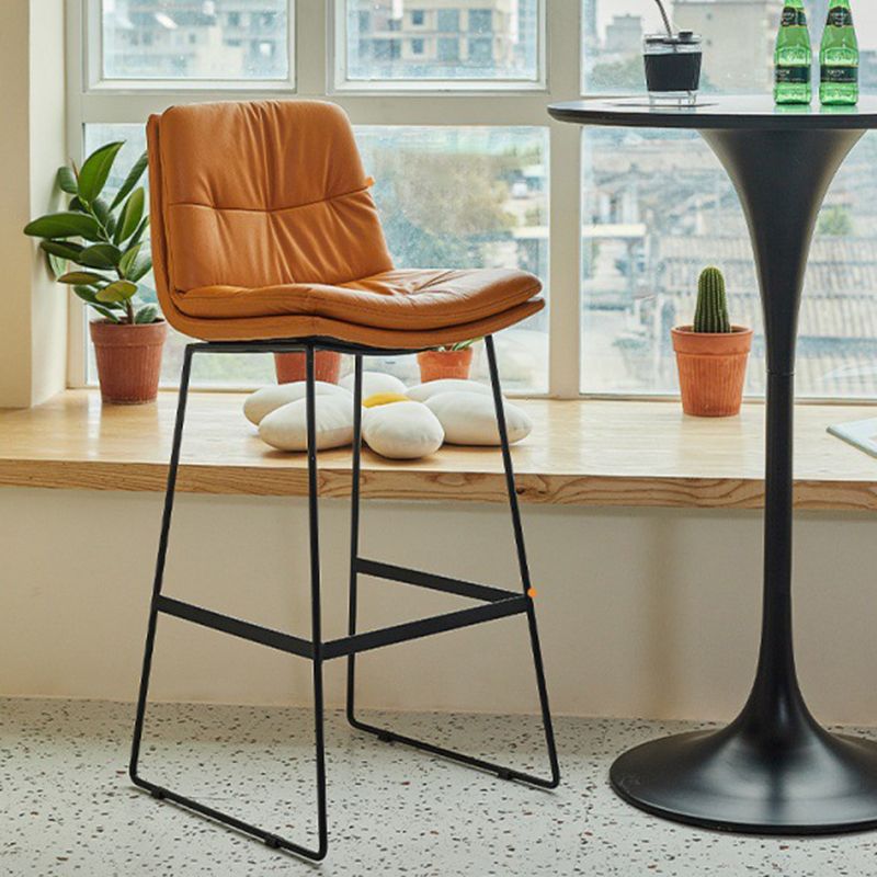 Coffee Shop Low Back Scandinavian Stool Matte Finish Upholstered Bar Stools