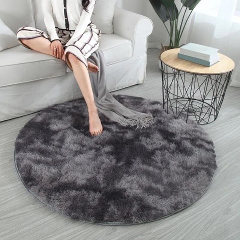 Minimalist Round Carpet Funky Tie Dye Carpet Polyester Living Room Shag Rug with Non-Slip Backing