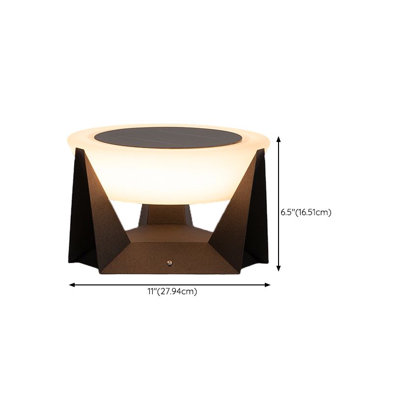 Modern Simple Metal Pillar Lamp Circle Shape Solar Energy Pillar Light for Outdoor