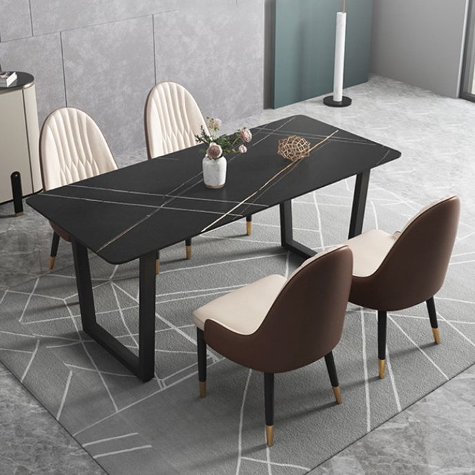 Modern 1/5 Pieces Dining Set Rectangle Stone Dining Table Set for Living Room