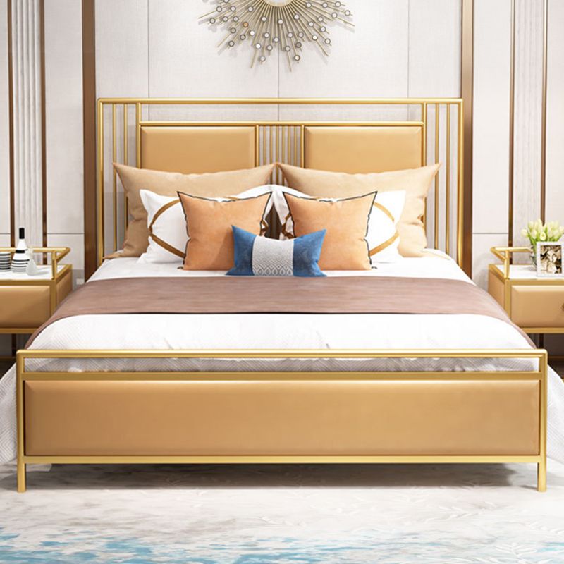 Glam Bed with Rectangle Open-Frame Headboard and Footboard in Iron