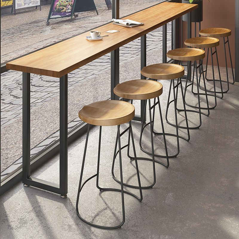 Industrial Style Rectangle Bar Table Solid Wood Fixed Bar Dining Table for Indoor