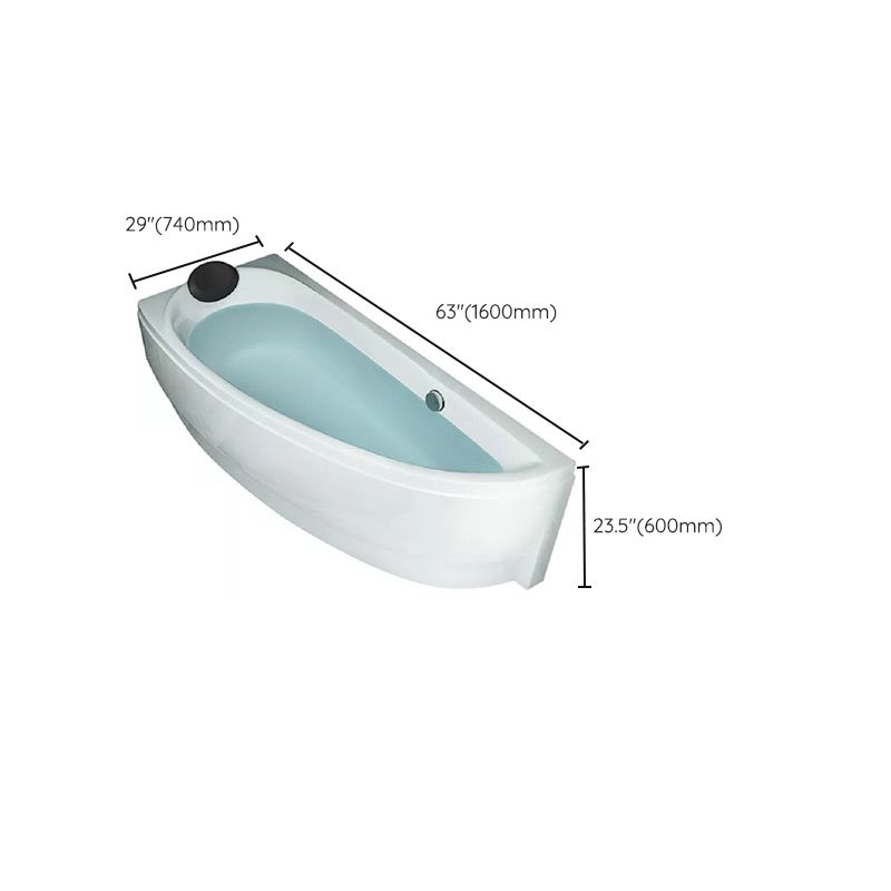Back to Wall Corner Bathtub Acrylic White Modern Soaking Bath