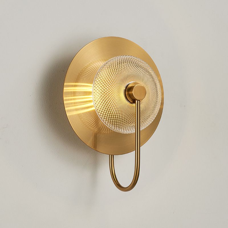 Bell Shape Wall Light Sconce Post Modern Green/Clear Prismatic Glass 1-Light Brass Wall Lamp