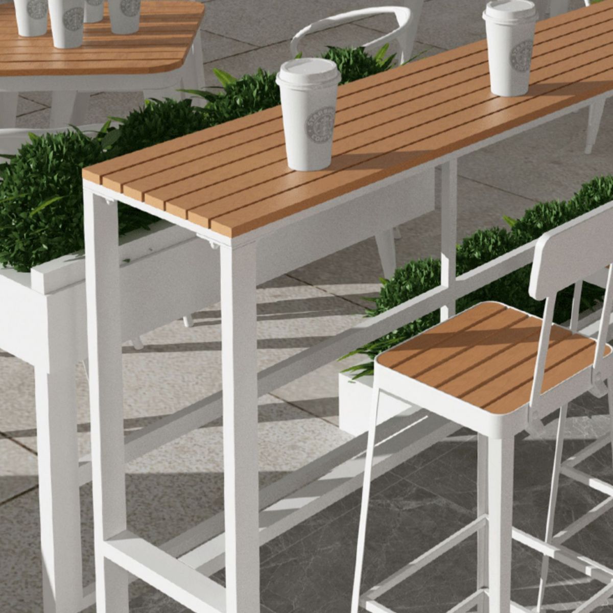 Industrial Artificial Wood Bar Table Set 1/5 Pieces Counter Table with White Stools