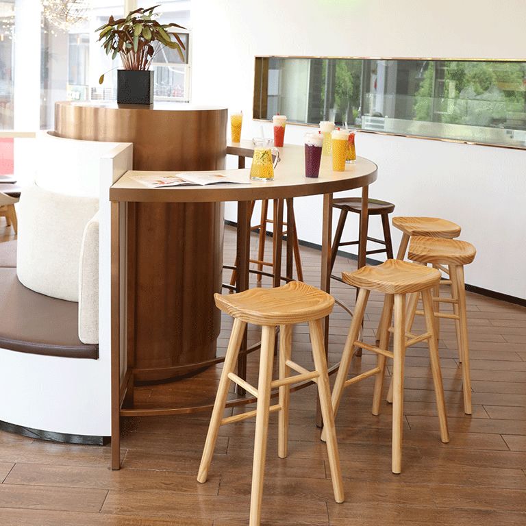 Taburete de bar de madera maciza de estilo moderno con reposapiés, taburete de bar simple para sala de estar, 30 pulgadas
