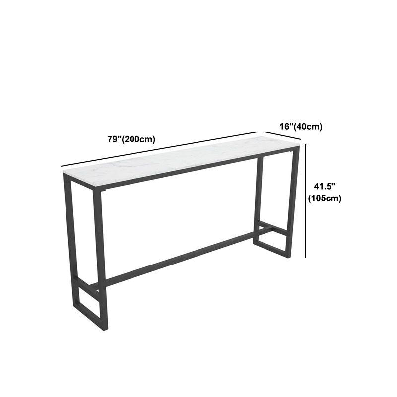 Modern 1/7 Pieces Bar Table Set Rectangle Stone Counter Table with Stools for Living Room