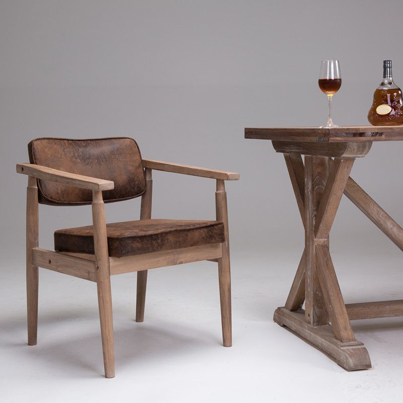 Accueil Fauteuil contemporain Fauteuil de salle à manger simple en bois rembourré à dossier ouvert