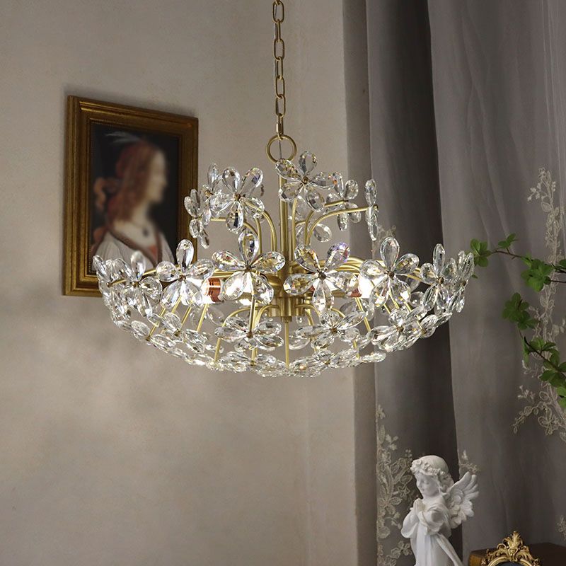 American Style Chandelier Light Fixtures Multi-Head Suspension Pendant Lamps with Crystal