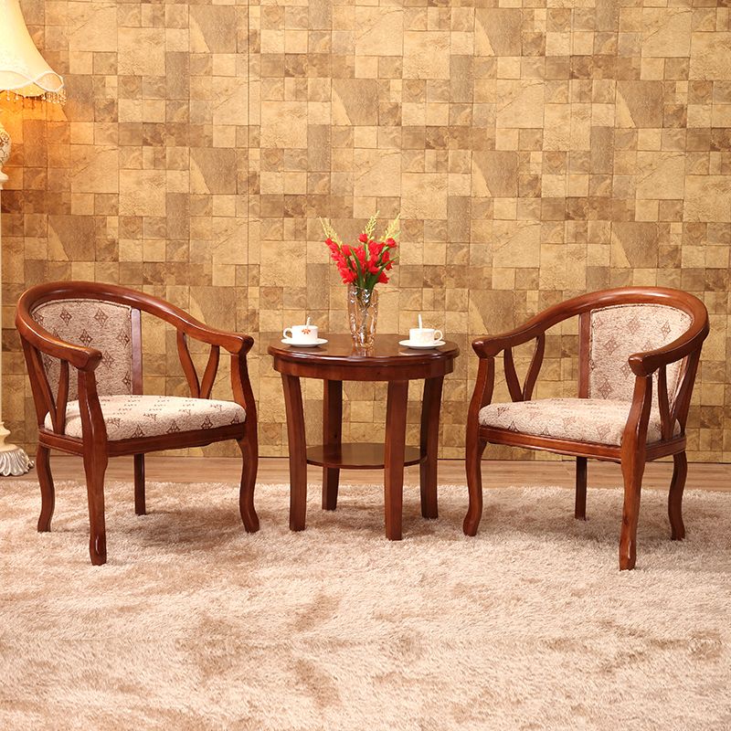 Traditional Style Dining Chair Upholstered Solid Wood Base Arm Chair for Home