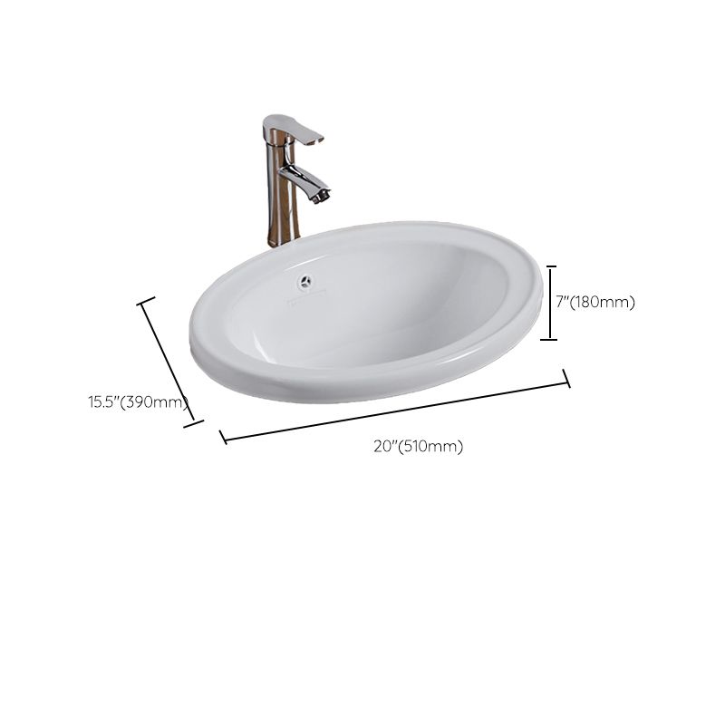 White Drop-in Bathroom Sink Porcelain Wash Stand with Shut-Off Valve