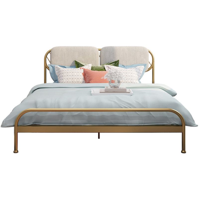 Glam Simple Metal Open-Frame Bed Upholstered Wire-Grid Bed Frame