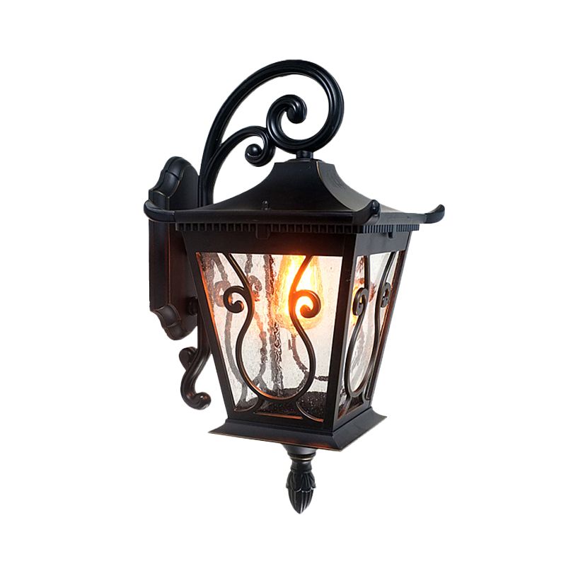 Birdcage Outdoor Wandlampe Lodge Klares Wasserglas einzelne helle schwarze Wandbeleuchtung nach oben/unten