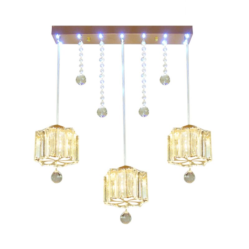 Lampada a bordo multiplo a 3 cipanti a fiore d'oro con baldacchino lineare con baldacchino lineare