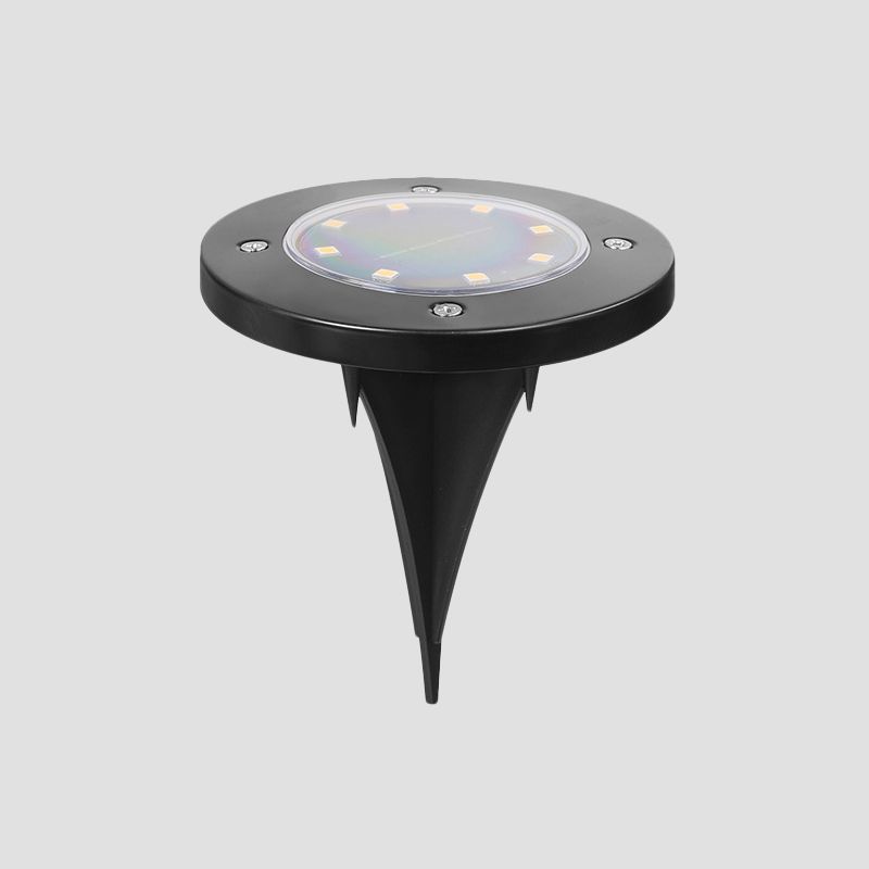 Circle Shape LED Lawn Light Simplicity Metal Black Solar Buried Lighting for Courtyard