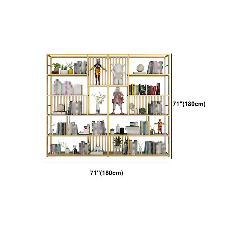 Open Back Shelf Bookcase Glam Style Bookcase for Office and Study Room