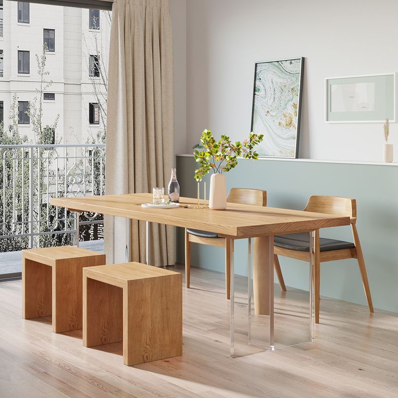 Modern Solid Wood Dinette Table Acrylic Base Dining Table for Living Room