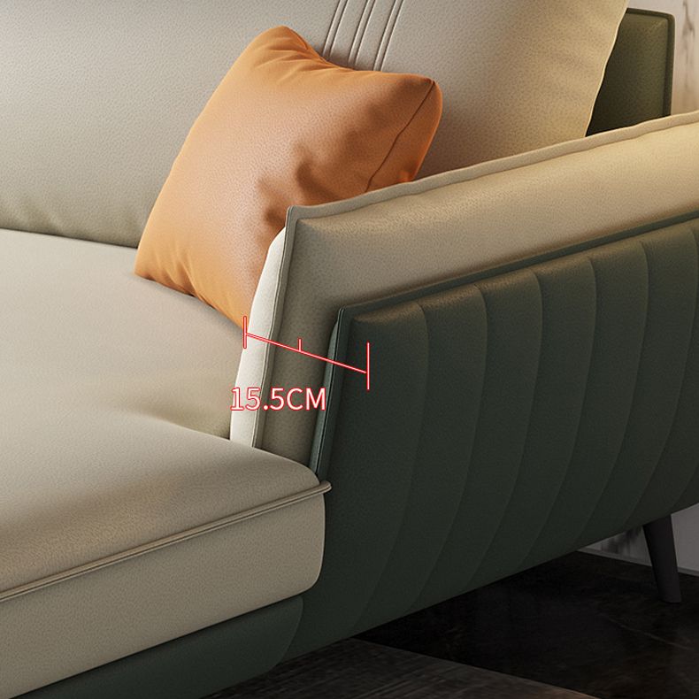 34.64" H Pillow Top Arm Sectional Faux Leather L-shape Sectional